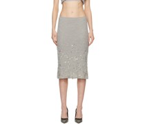 Gray Crystal Cluster Midi Skirt