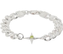 Silver Olivine Star Spike Bracelet