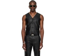 SSENSE Exclusive Black Tailored Leather Vest