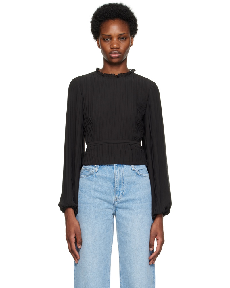 Frame Denim Damen Black Cutout Blouse