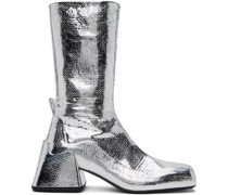 Silver Lamé Crackle Boots