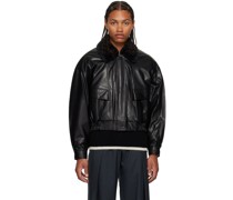Black Padded Faux-Leather Jacket