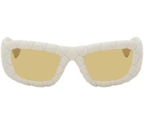 White Intrecciato Round Acetate Sunglasses