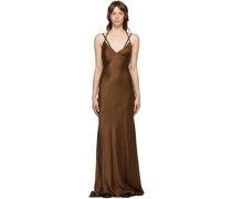 Brown Silk Dali Long Dress