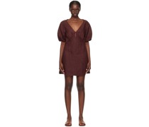 Burgundy Tie Seamed Minidress