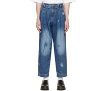 Blue Pleated Jeans