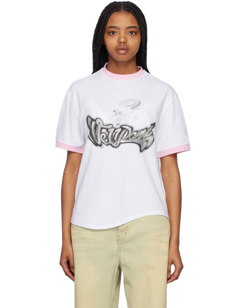 WE 11 DONE Damen White Crewneck T-Shirt WE 11 DONE Damen White Crewneck T-Shirt