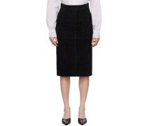Black Paneled Midi Skirt