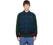 Navy & Green Embroidered Jacket