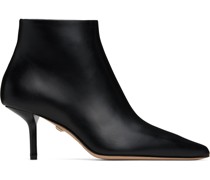 Black Leather Zip Ankle Boots
