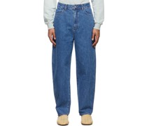 Blue Recycled Cotton Round Jeans