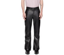 Black Flared Leather Trousers