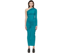 Blue Recycled Polyester Midi Dress