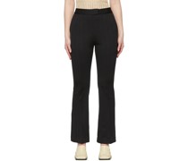 Black Double-Layer Striped Flared Trousers