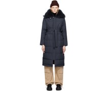 Navy Belted Down Coat