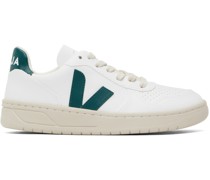 White & Green V-10 Sneakers