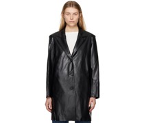 Black Button Up Faux-Leather Jacket