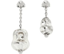 Silver Pearl Asymmetric Earrings