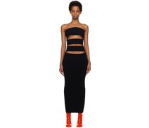 Black Strapless Split Maxi Dress