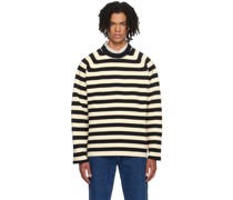 Black & Off-White Striped Sweater
