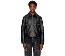 Black Zip Leather Jacket