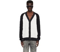 Off-White & Black Embroidered Cardigan