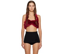 Red Halter Faux-Fur Camisole