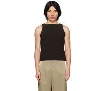 Brown Boat Neck Tank Top
