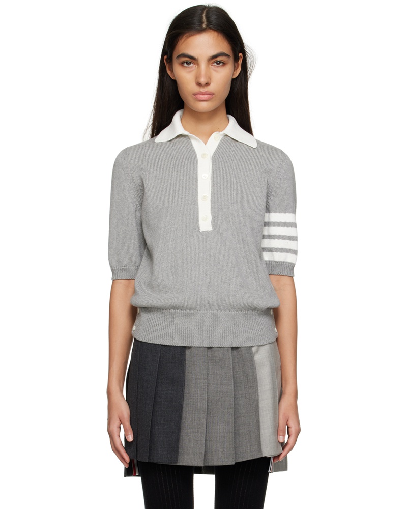 Thom Browne Damen Gray Flower 4-Bar Polo