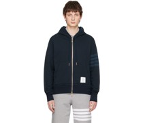 Navy 4-Bar Zip-Up Hoodie