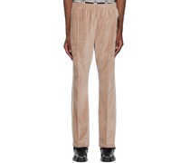 Beige Embroidered Track Pants