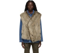 Reverisble Beige & Brown Barbara Faux-Fur Vest