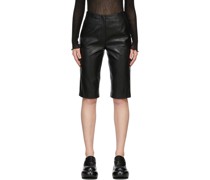 Black Faux-Leather Bermuda Shorts