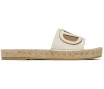 White Cutout Logo Sandals