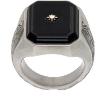 Silver Enamel Signet Ring