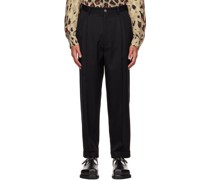 Black Classic Double Pleats Trousers