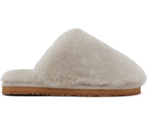 Gray Patch Shearling Slippers
