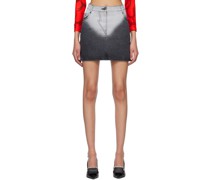 Black Brief-Washed Denim Miniskirt