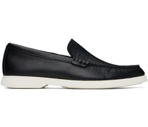 Black Tumbled-Leather Loafers