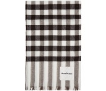 Brown & Off-White Check Scarf