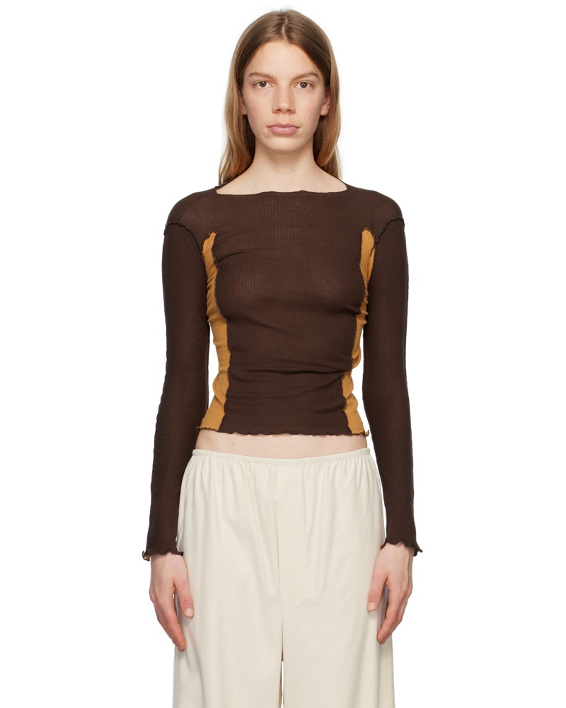 Baserange Damen SSENSE Exclusive Brown & Tan Omato Long Sleeve T-Shirt