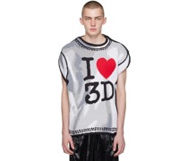 White Two-Dimensional 'I♡3D' T-Shirt