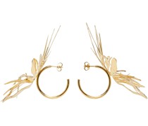 Gold Orchid Hoop Earrings