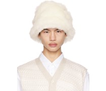 White Faux-Fur Bucket Hat