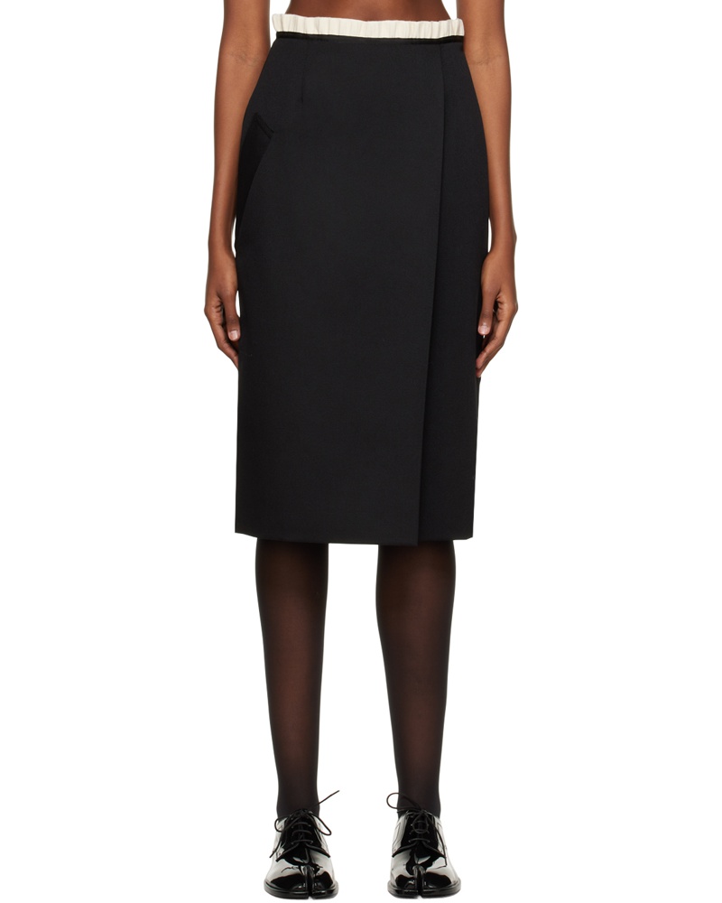 Maison Margiela Damen Black Pleat Midi Skirt
