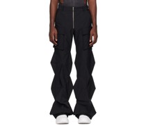 Black 3D Embossed Cargo Pants