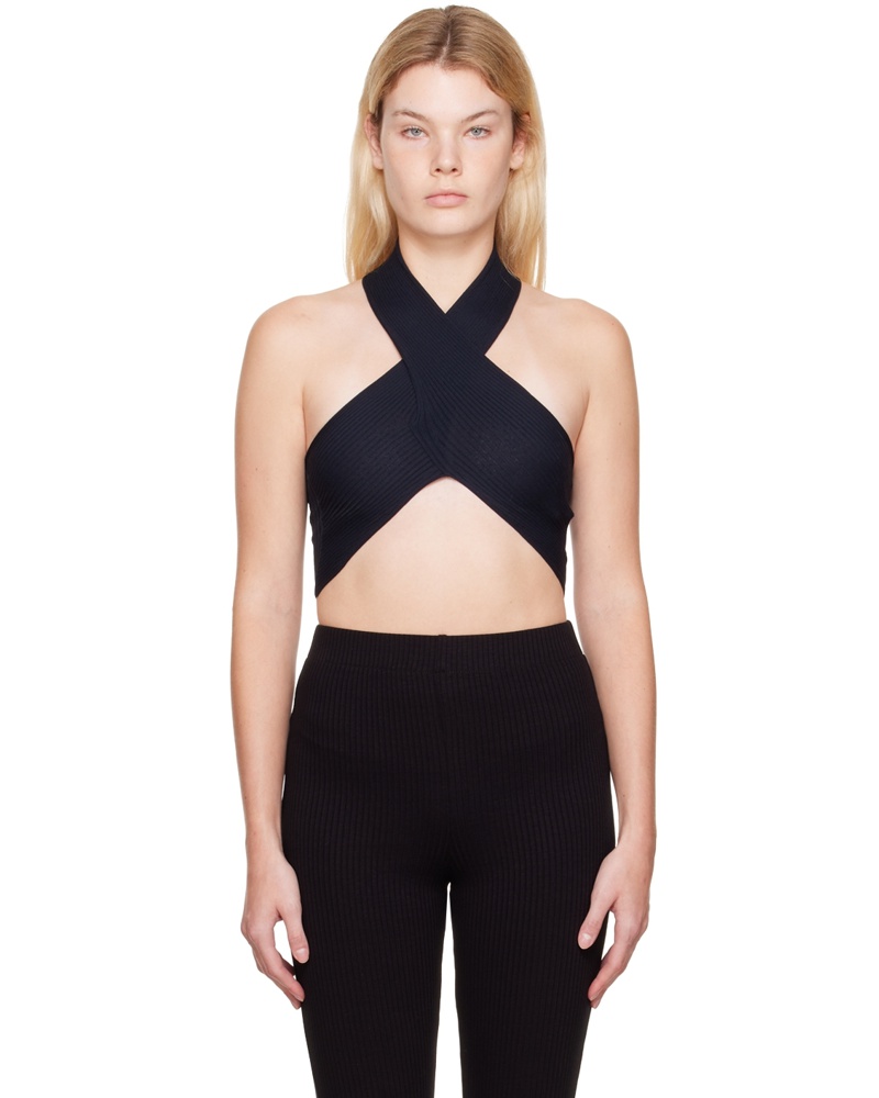 Stella McCartney Damen Navy Sensual Stretch Wrapped Tank Top