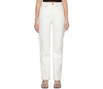 White 90's Pinch Waist Leather Pants