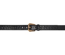 Black Croc Effect Leather Belt