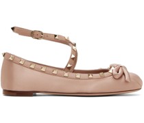 Beige Rockstud Ballerina Flats